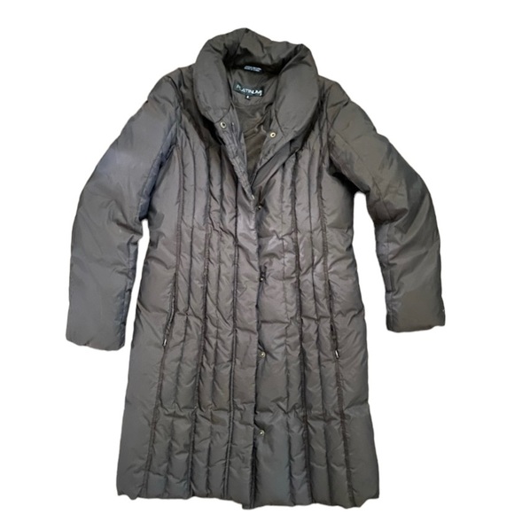 Charcoal Gray full length puffer down jacket size small - Picture 1 of 8